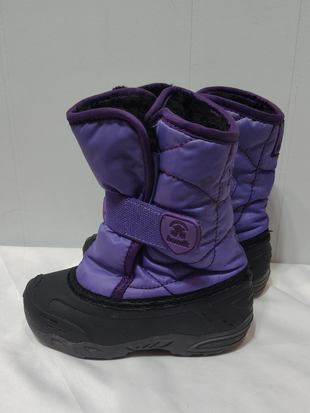Kamik Snowbug 5 Purple Kids Snow Boots with Black Faux Fur Lining Size 10 - Picture 6 of 6